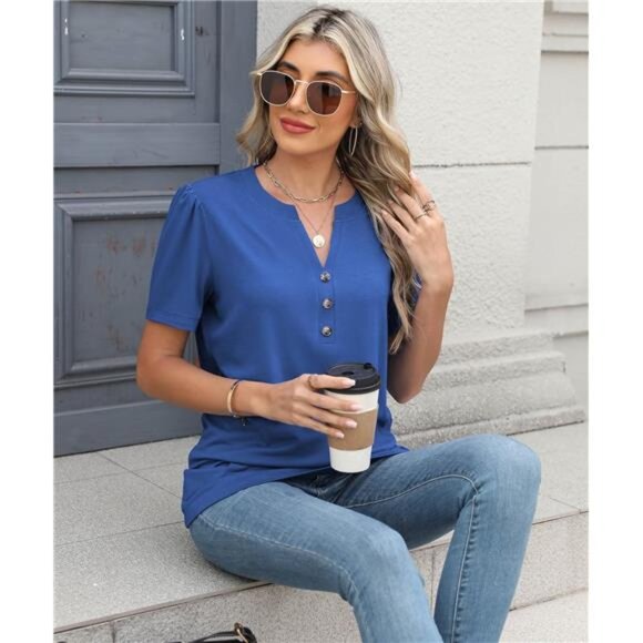 Women’s Summer 2025 Casual Tee – Loose Fit Short Sleeve Fashion Top for Everyday - Picture 4 of 6